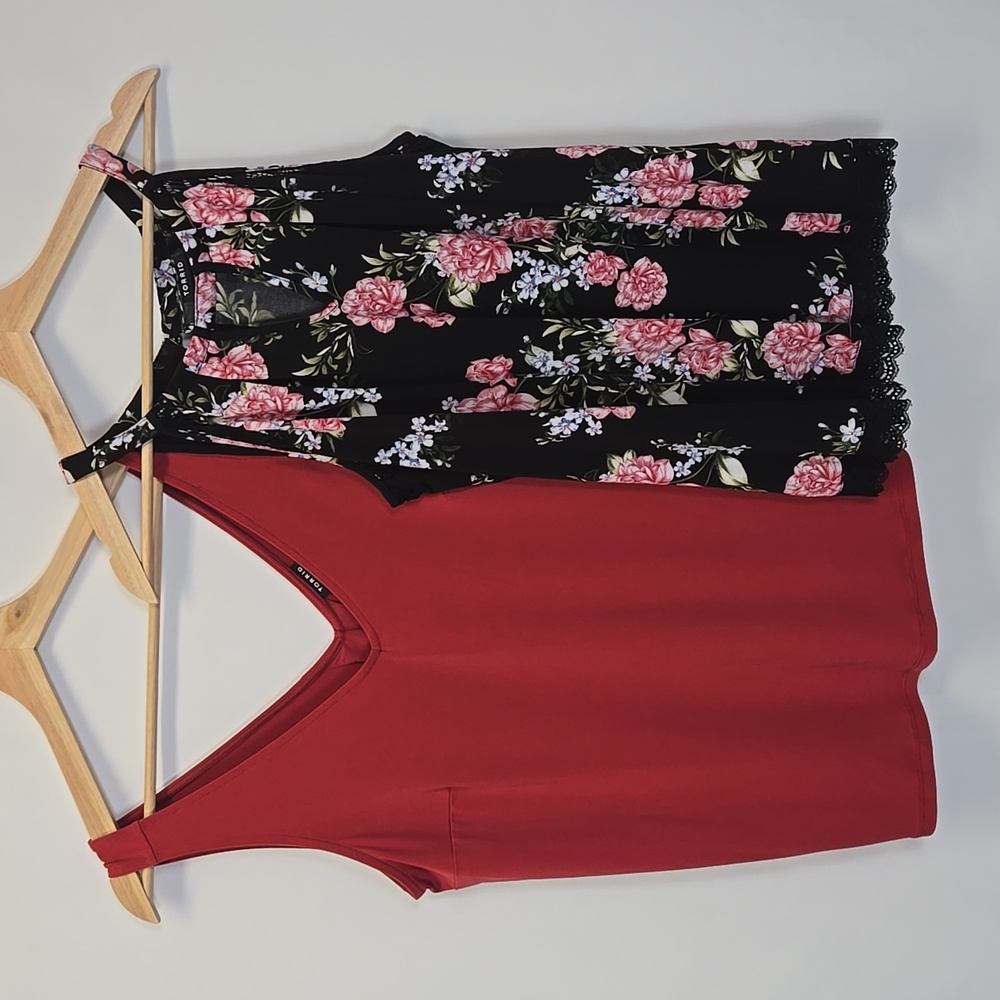 Bundle-Torrid Red and Floral Tank Tops